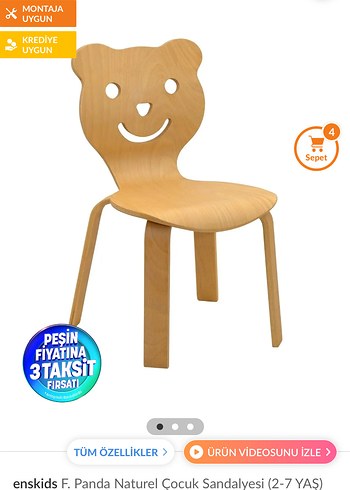 Enskids Panda Naturel Çocuk Sandalyesi (2-7 Yaş)