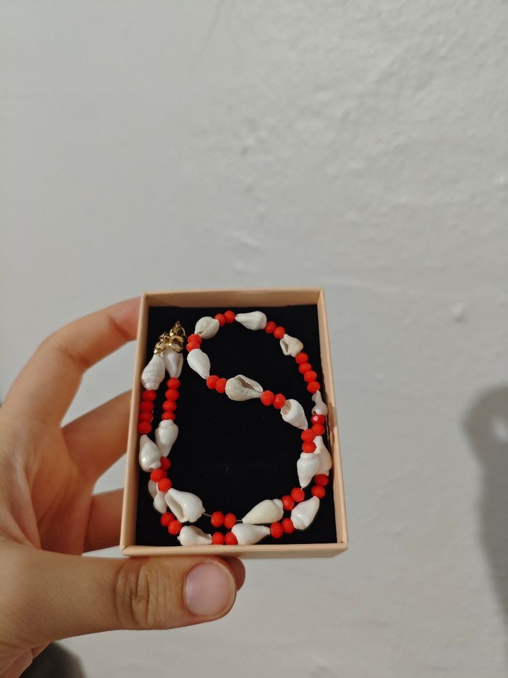 Renkli Boncuklu Mini Bohem Kolye deniz kabuğu - Görsel 2