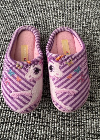 Mor Unicorn Desenli Kız Ev Terliği