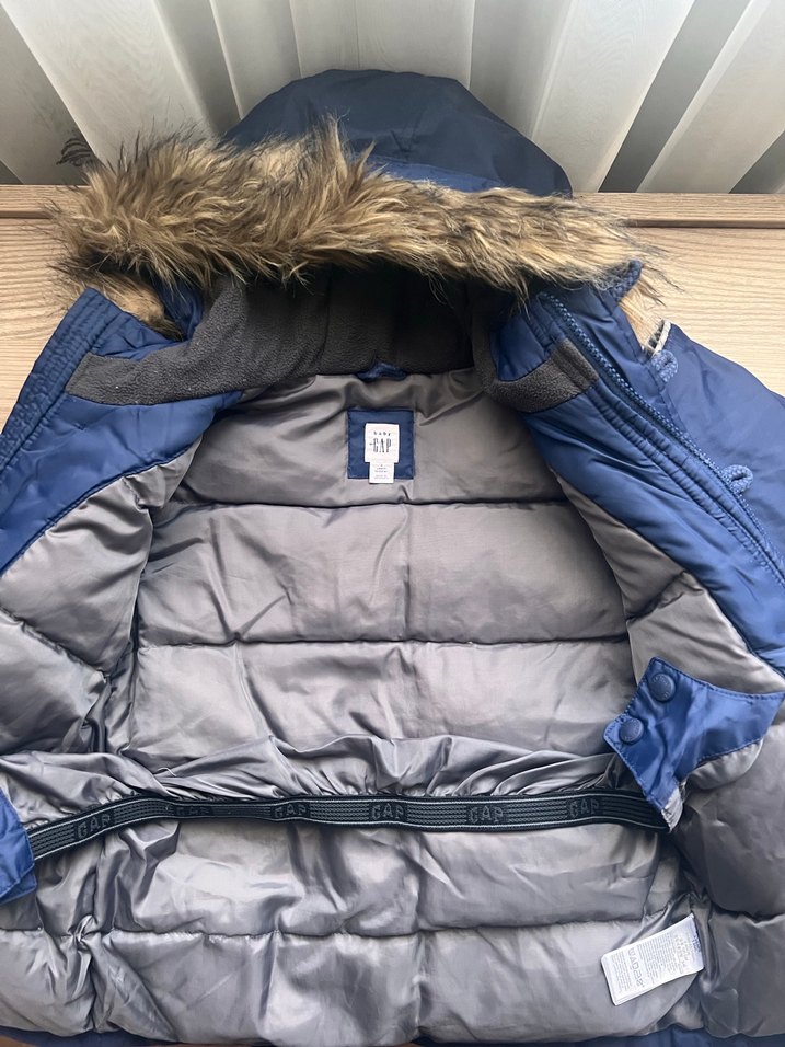 Gap Kürklü Kapüşonlu Erkek Çocuk Mavi Mont - Görsel 2