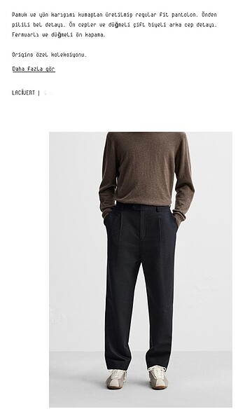 Zara Zara Origins Pamuk ve Yün Pantolon