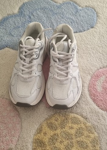 Beyaz Gri Spor Kadın Sneakers - Görsel 5