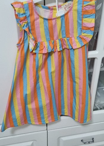 Kız Çocuk Çok Renkli Fırfırlı Elbise - Görsel 4