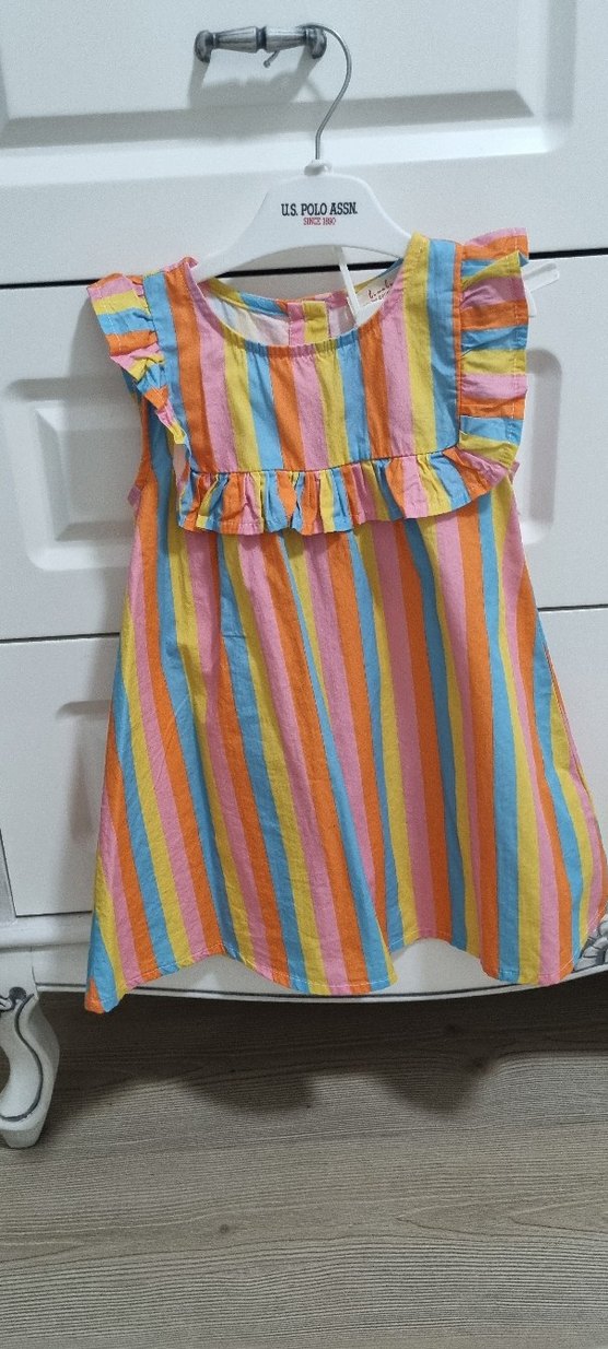 Kız Çocuk Çok Renkli Fırfırlı Elbise - Görsel 2