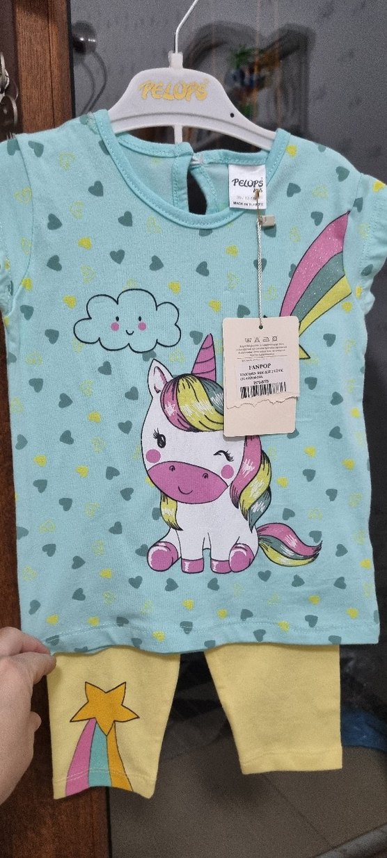 Unicorn Baskılı Kısa Kollu Bebek Takımı - Görsel 2