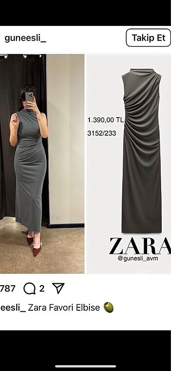 s Beden gri Renk Zara elbise