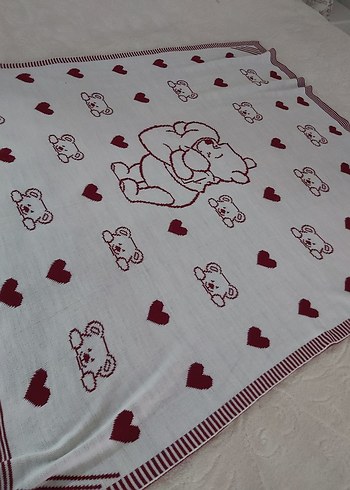 Bordo Desenli  çift taraflı Çocuk Battaniyesi - Görsel 2