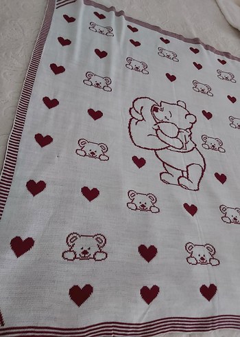 Bordo Desenli  çift taraflı Çocuk Battaniyesi - Görsel 3