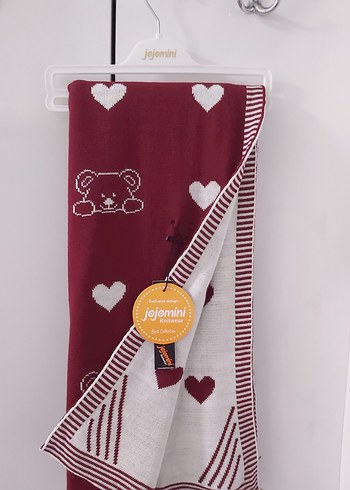 Bordo Desenli  çift taraflı Çocuk Battaniyesi - Görsel 6