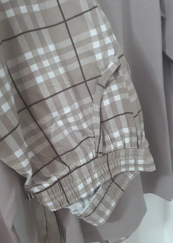xl Beden Bej Ekose Desenli Uzun Kollu Kadın Pijama Takımı