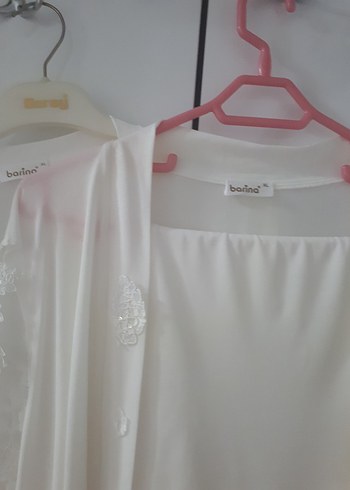 Barina 3lü ekru rengi Mini Bohem Kadın Pijama Takımı