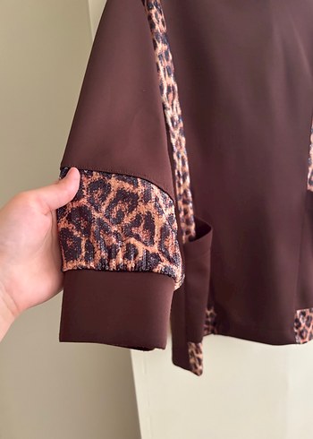 Zara Leopar Desenli Kahverengi Uzun Kollu Takım