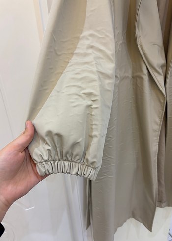 Bej Kemerli Uzun Keten Trençkot - Görsel 3