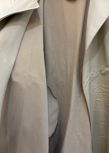Bej Kemerli Uzun Keten Trençkot - Görsel 4