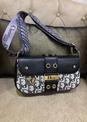 Dior Desenli Siyah Deri Kadın Çanta - Görsel 2