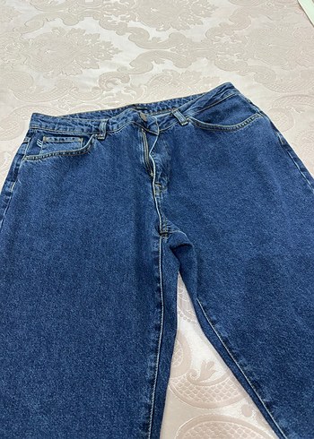 Düğmeli Bol Kesim Kadın Kot Pantolon - Görsel 2