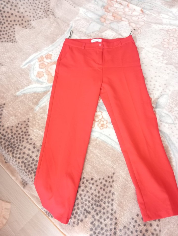 Kadın Kırmızı Düğmeli Midi Blazer takim - Görsel 5