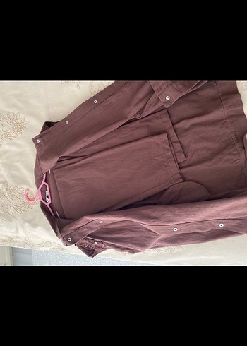 düğmeli kolsuz kahverengi keten takım - Görsel 2