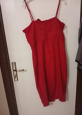 Kırmızı Drapeli Mini Abiye Elbise - Görsel 6