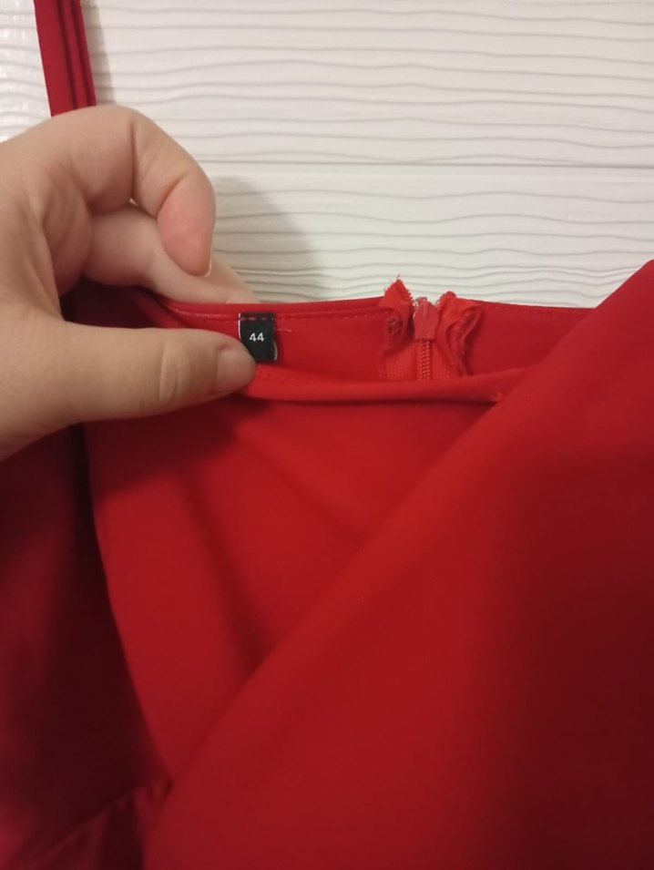 Kırmızı Drapeli Mini Abiye Elbise - Görsel 4