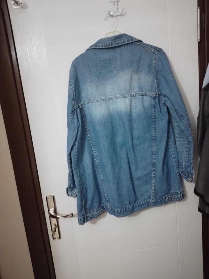 Düğmeli Mavi Kadın Denim Ceket - Görsel 2