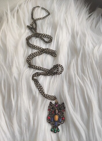  Beden Otantik Vintage Hippie Bohem Baykuş Uzun Kolye 