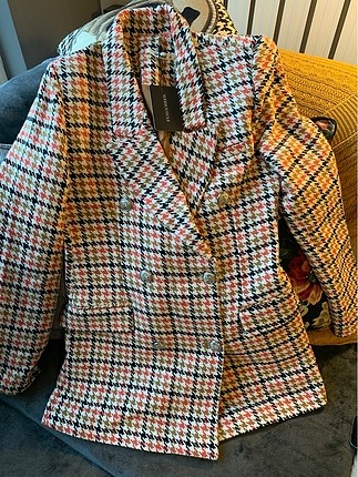 Kareli blazer çeket