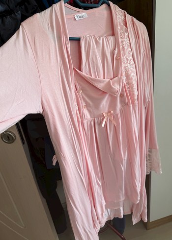 Pembe Midi Bohem Salaş Kadın Pijama Takımı - Görsel 2