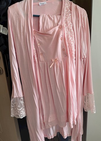 Pembe Midi Bohem Salaş Kadın Pijama Takımı - Görsel 4