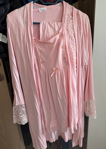 Pembe Midi Bohem Salaş Kadın Pijama Takımı - Görsel 5