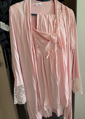 Pembe Midi Bohem Salaş Kadın Pijama Takımı - Görsel 3