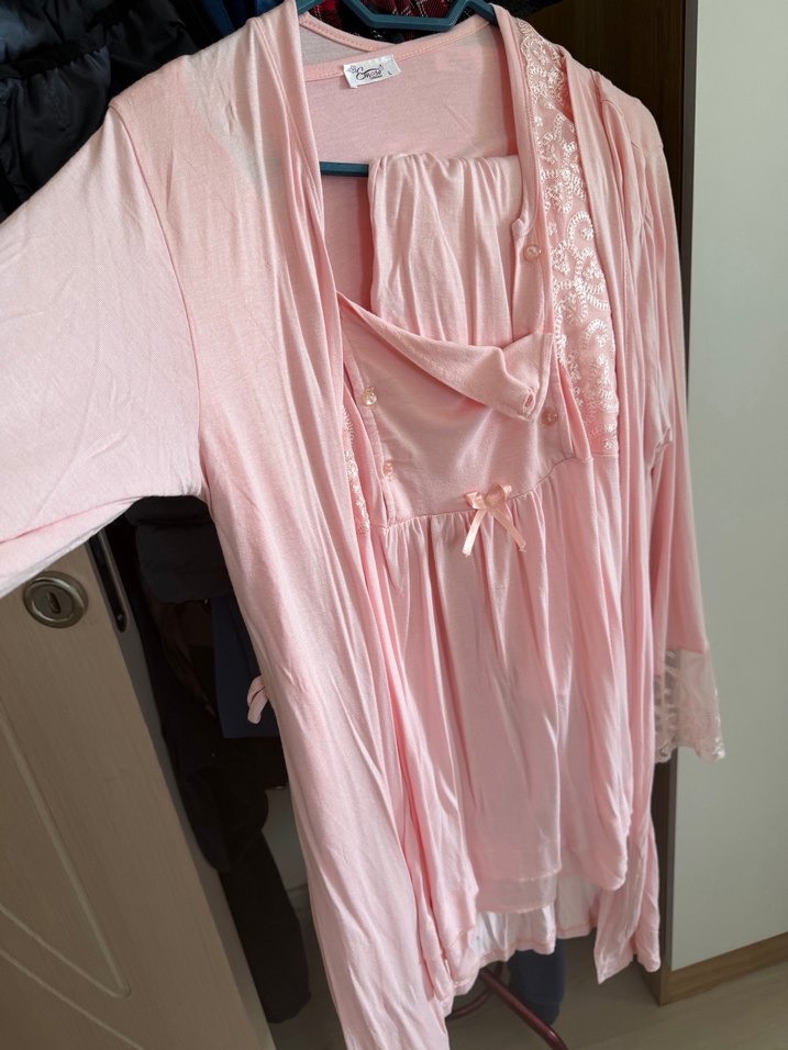 Pembe Midi Bohem Salaş Kadın Pijama Takımı - Görsel 2