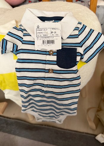 Sarı Beyaz Polo Yaka Kısa Kollu Bebek Body - Görsel 4