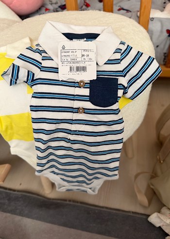 Sarı Beyaz Polo Yaka Kısa Kollu Bebek Body - Görsel 3