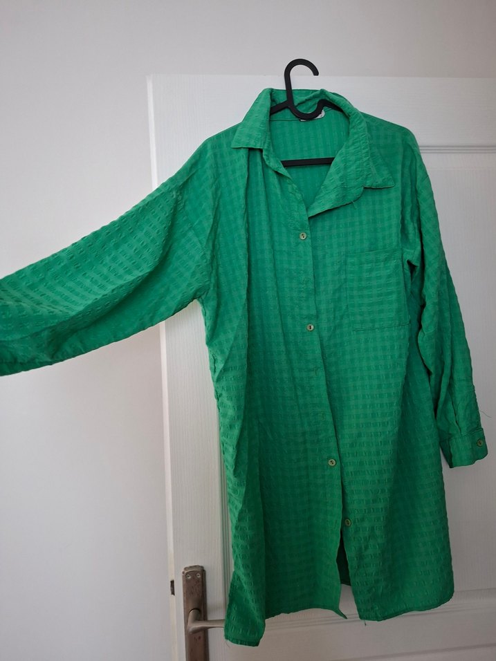 Düğmeli Mavi Kadın Denim Ceket - Görsel 4