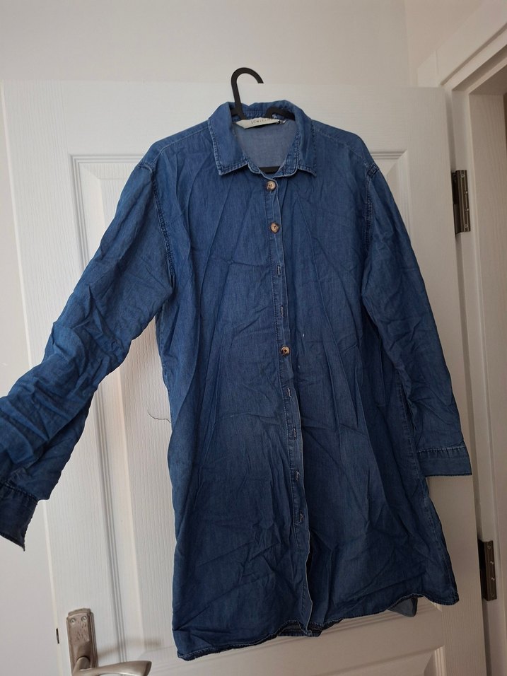 Düğmeli Mavi Kadın Denim Ceket - Görsel 2