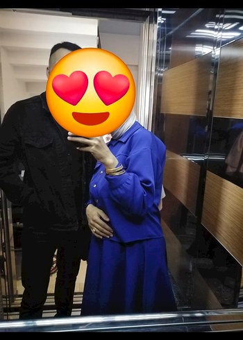 Uzun Kollu Mavi Salaş Kadın ıkılı takım - Görsel 2