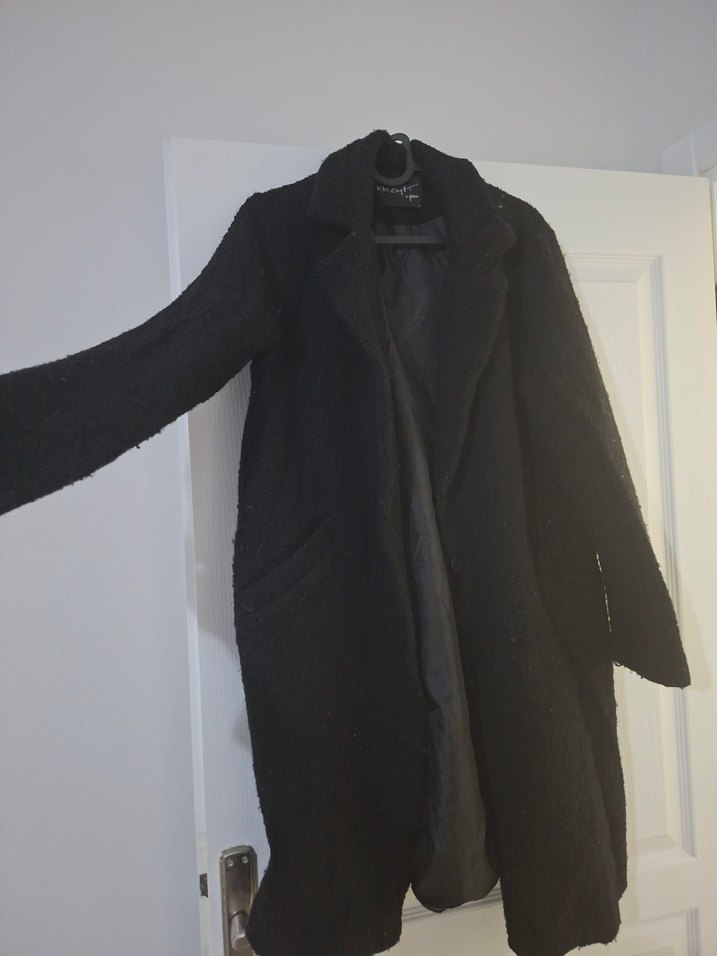 Siyah Uzun Kadın Kaban - Görsel 2