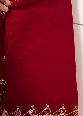 Bordo Boncuk İşlemeli Bohem Uzun Elbise hint kaftan büyük beden - Görsel 9