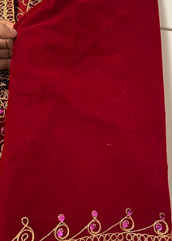 Bordo Boncuk İşlemeli Bohem Uzun Elbise hint kaftan büyük beden - Görsel 10