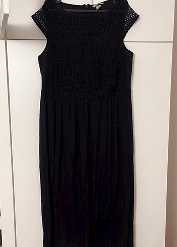 Dantel Detaylı Siyah Uzun Elbise - Görsel 4