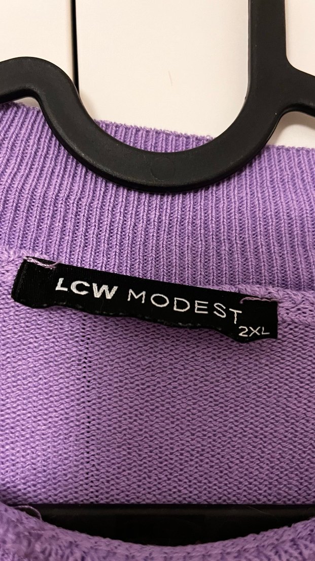 LCW Modest Mor Midi Uzun Kollu Kadın Kazak büyük beden - Görsel 2