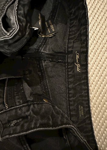 36 Beden siyah Renk Kadın Siyah Bağlamalı Batik Desenli Denim Pantolon