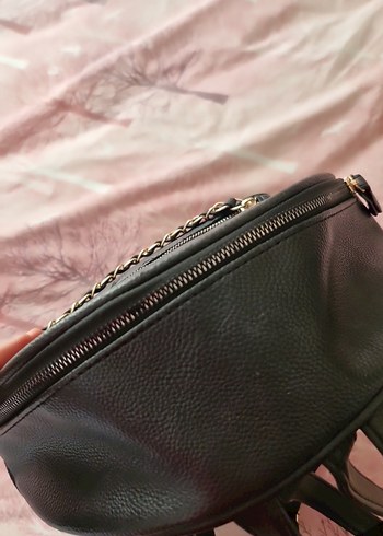 Zipperli Siyah Deri Sırt Çantası - Görsel 5