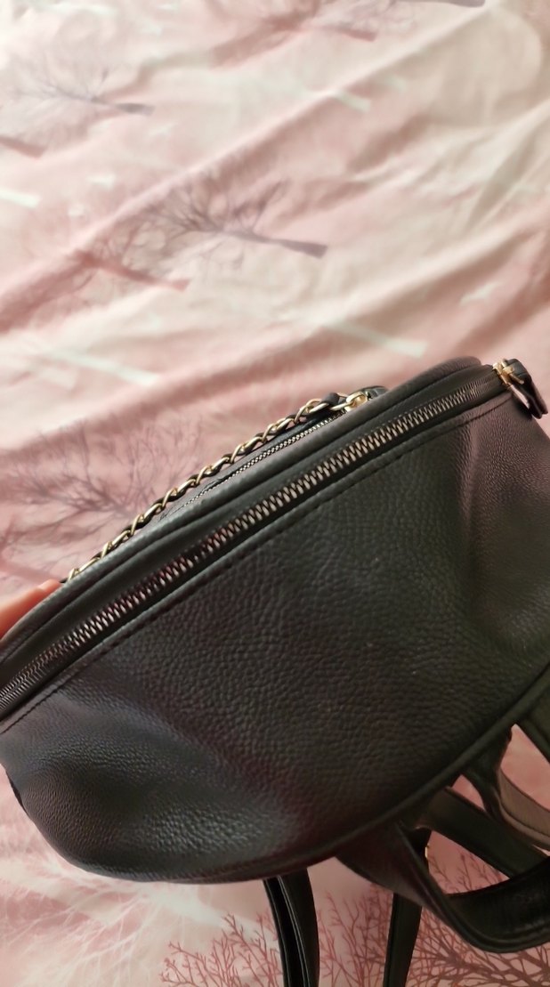 Zipperli Siyah Deri Sırt Çantası - Görsel 5