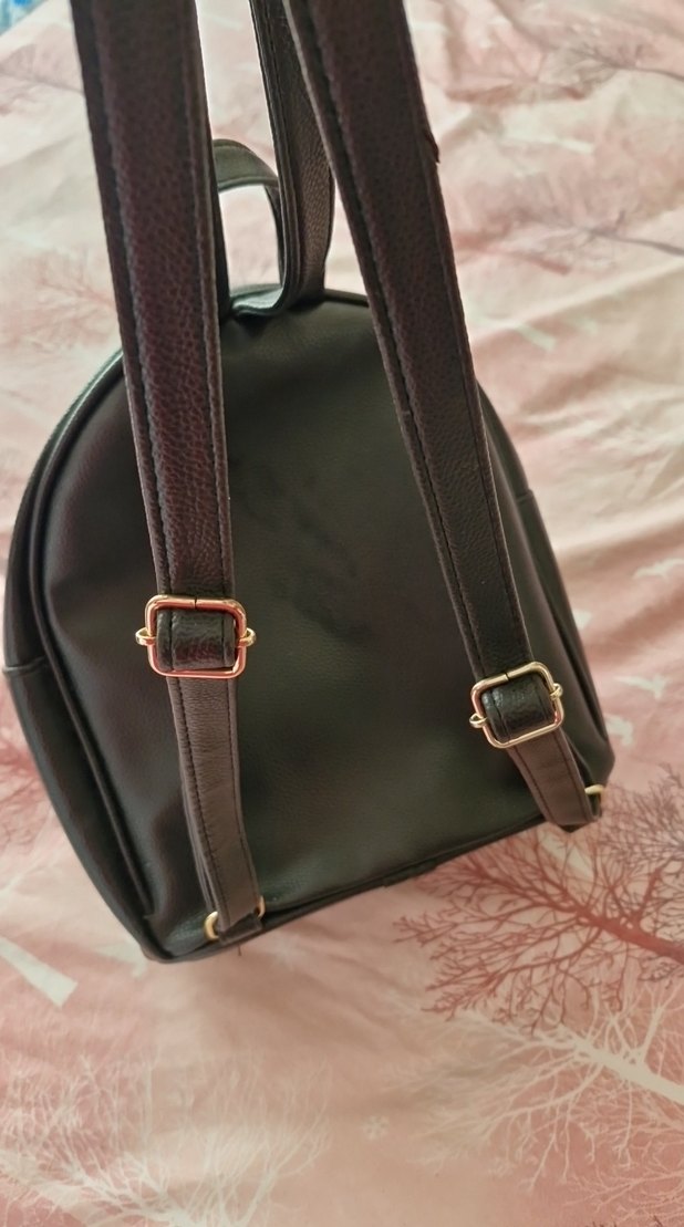 Zipperli Siyah Deri Sırt Çantası - Görsel 3