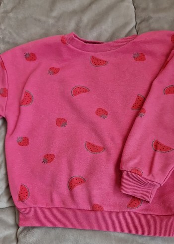 Kız Çocuk Pembe Baskılı Sweatshirt - Görsel 3