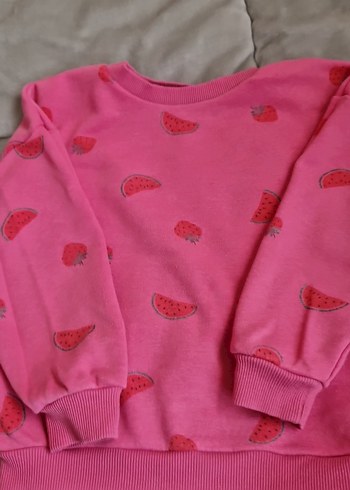 Kız Çocuk Pembe Baskılı Sweatshirt - Görsel 2