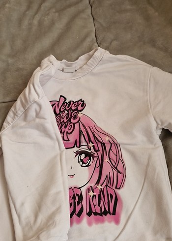 Kız Çocuk Pembe Pamuklu Baskılı Sweatshirt - Görsel 3