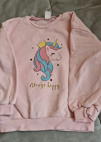 Kız Çocuk Pembe Unicorn Baskılı Sweatshirt - Görsel 2